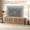 Oak Farmhouse TV Stand with Adjustable Shelves, Storage, PE Rattan and Cable Management